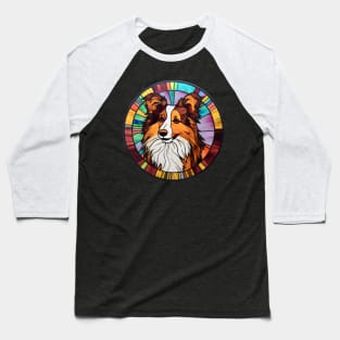 Stained Glass Sheltie Baseball T-Shirt